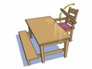 Le combiné table-chaise-banc